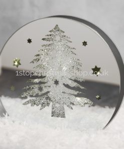 Decorative LED Light-Up Mirrored Christmas Tree Scene - XM3847