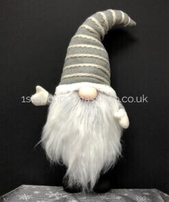 Standing Plush Nordic Santa Gonk Scandi Christmas Decoration 53cm Albert - Grey & White