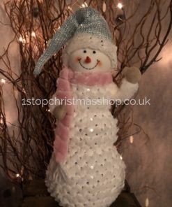 Sitting Plush Christmas Glistening Snowman Decorative Festive Figurine - Snugman