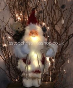 Light-Up Nordic Santa/Father Christmas & Bear 30cm Standing Plush Decorative Figurine