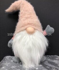 Sitting Plush Nordic Santa Gonk Scandi Christmas Decoration 52cm Norbert – Pink Plaid