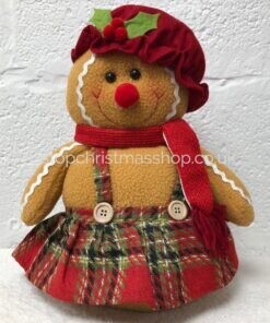 Sitting Plush Mrs Gingerbread Doorstop Character Festive Fabric Figurine Christmas Decoration