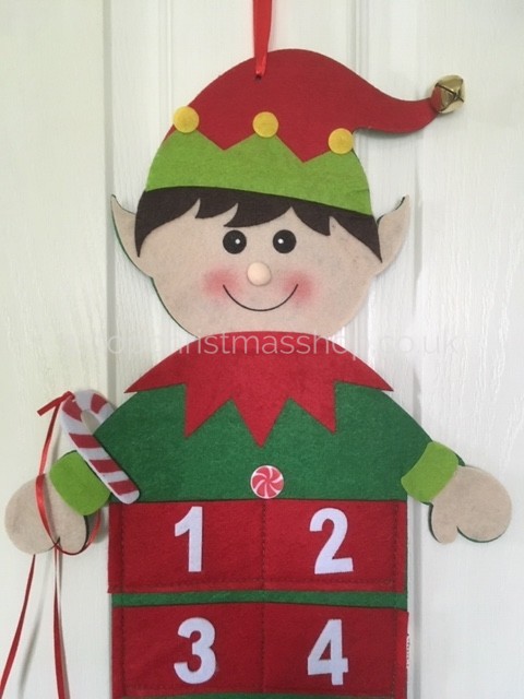 Wall Hanging Christmas Elf Fabric Advent Calendar – XM3605 - Image 3