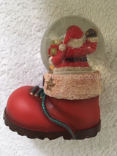 Merry Christmas Santa / Father Christmas in Boot Snow Globe - Glass Waterball XM3983 - Image 4