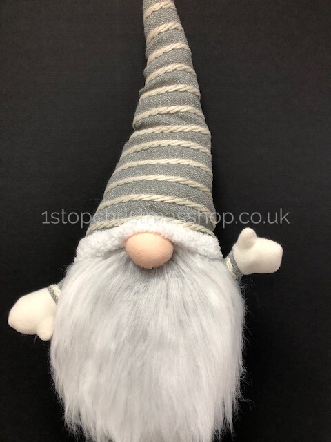 Standing Plush Nordic Santa Gonk Scandi Christmas Decoration 65cm Englebert – Grey & White - Image 6