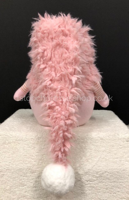 Sitting Plush Super-Furry Nordic Santa Gonk Scandi Christmas Decoration - Wilbert - Pink & White - Image 5
