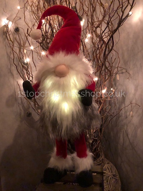 Light-Up Standing Plush Nordic Santa Gonk Bobbin Wobbly Christmas Decoration - Bobbly Glo-Bert
