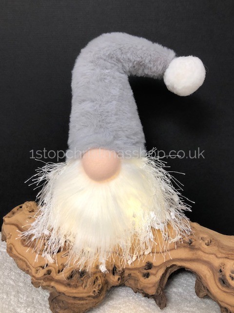 Light-Up Sitting Plush Nordic Santa Gonk Scandi Christmas Decoration -Glo-Kert - Grey