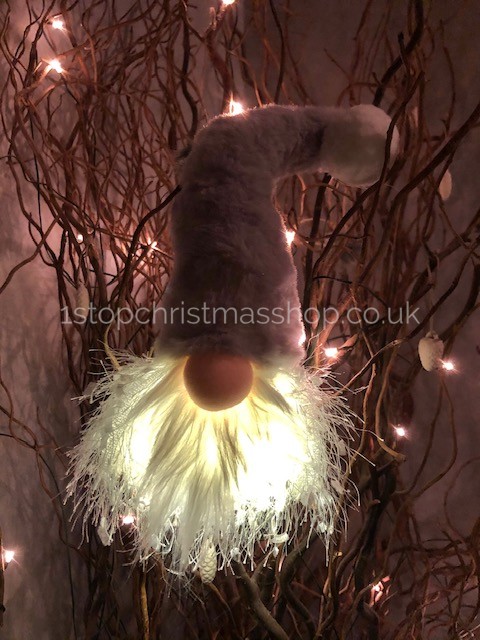 Light-Up Sitting Plush Nordic Santa Gonk Scandi Christmas Decoration -Glo-Kert - Grey - Image 6