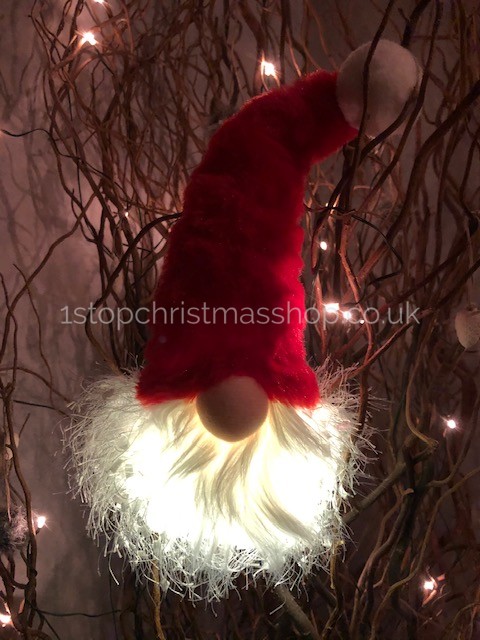 Light-Up Sitting Plush Nordic Santa Gonk Scandi Christmas Decoration -Glo-Kert - Red - Image 5