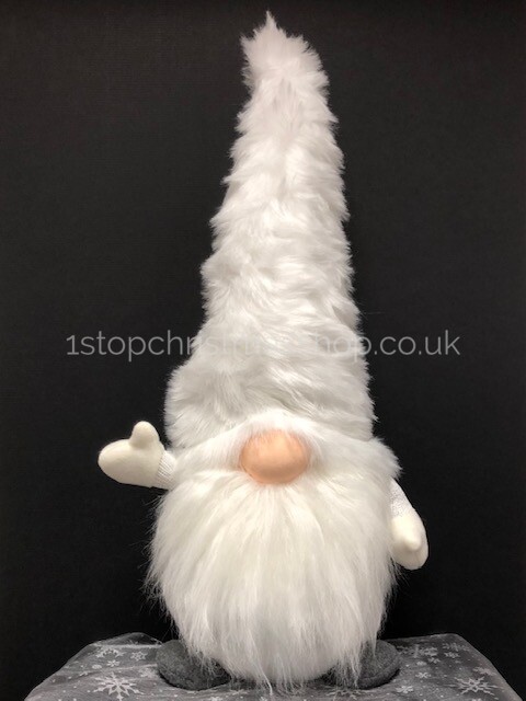 Sitting Plush Nordic Santa Gonk Scandi Christmas Decoration 52cm Norbert – White - Image 3