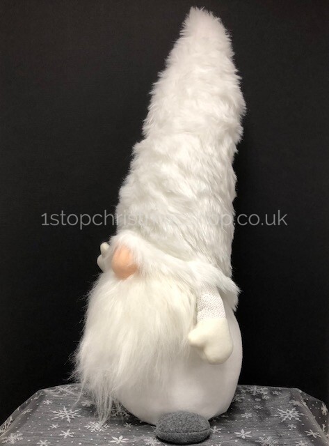 Sitting Plush Nordic Santa Gonk Scandi Christmas Decoration 52cm Norbert – White - Image 6