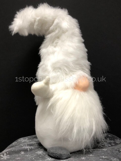 Sitting Plush Nordic Santa Gonk Scandi Christmas Decoration 52cm Norbert – White - Image 5