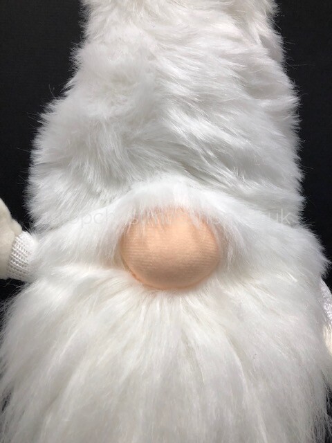 Sitting Plush Nordic Santa Gonk Scandi Christmas Decoration 52cm Norbert – White - Image 4