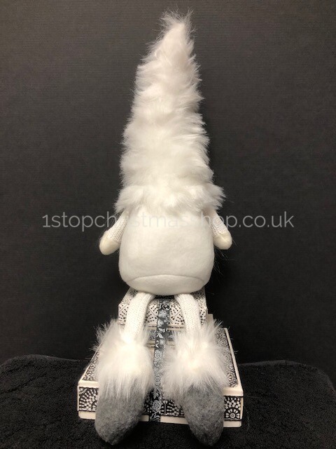 Sitting 'Dangly Legged' Plush Nordic Santa Gonk Scandi Christmas Decoration - Gonkert White - Image 6