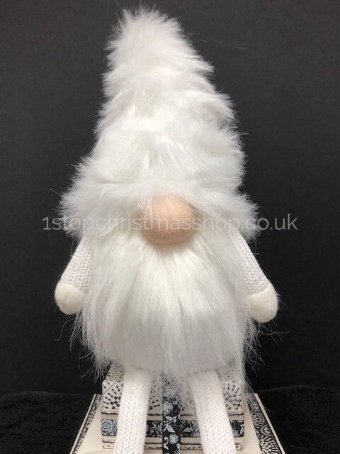 Sitting 'Dangly Legged' Plush Nordic Santa Gonk Scandi Christmas Decoration - Gonkert White - Image 2
