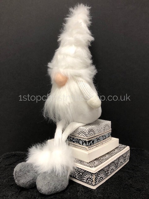 Sitting 'Dangly Legged' Plush Nordic Santa Gonk Scandi Christmas Decoration - Gonkert White - Image 4