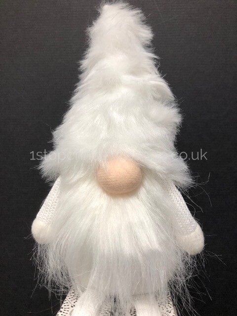 Sitting 'Dangly Legged' Plush Nordic Santa Gonk Scandi Christmas Decoration - Gonkert White - Image 5