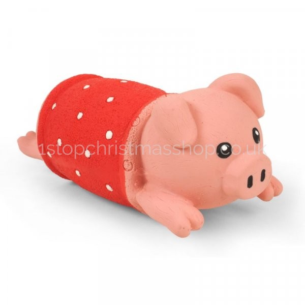 Festive Pig In Blanket Squeaky Latex PlayPal Dog Toy - Zoon - Image 2