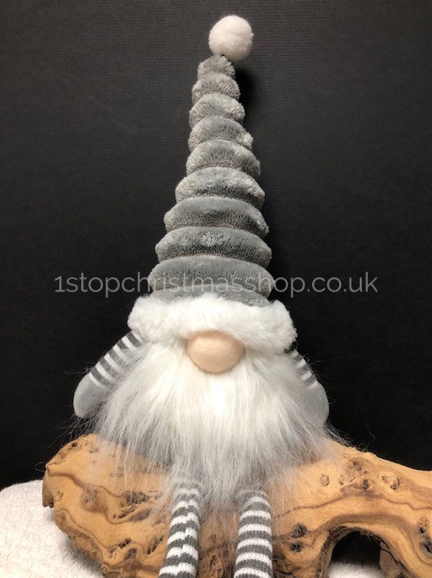 Sitting 'Dangly Legged' Plush Nordic Santa Gonk Scandi Christmas Decoration GrooviKert - Grey - Image 6