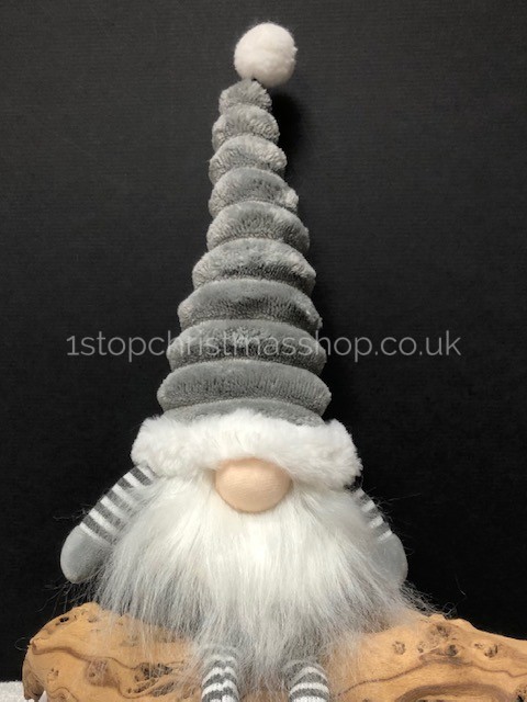 Sitting 'Dangly Legged' Plush Nordic Santa Gonk Scandi Christmas Decoration GrooviKert - Grey - Image 5