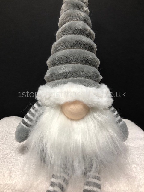 Sitting 'Dangly Legged' Plush Nordic Santa Gonk Scandi Christmas Decoration GrooviKert - Grey - Image 2